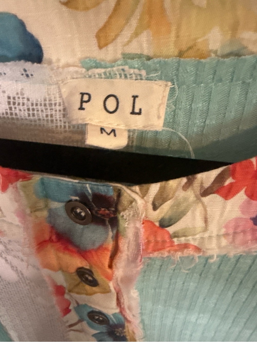 POL Patchwork Floral Crochet and Lace Top - Picture 4 of 4